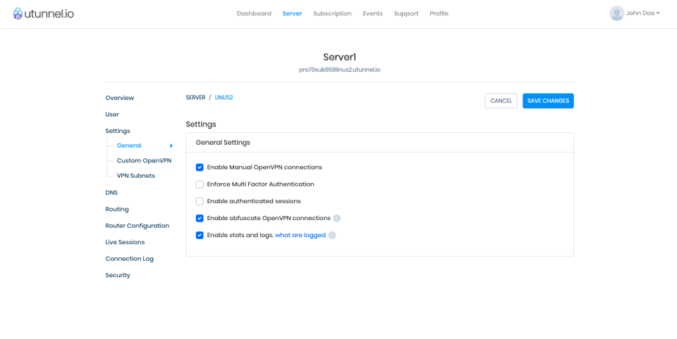 screenshot of UTunnel VPN